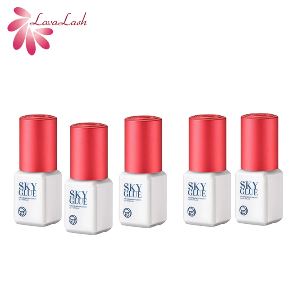 10 Bottles/Lot Original Korea Eyelash Extensions Sky Glue with Red Cap 1-2 Seconds Dry Time 6-7 Weeks Fastest and Strongest Glue