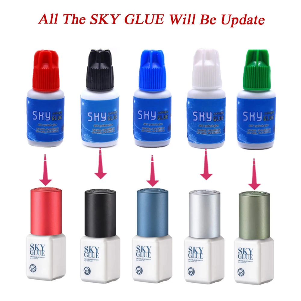 10 Bottles/Lot Original Korea Eyelash Extensions Sky Glue with Red Cap 1-2 Seconds Dry Time 6-7 Weeks Fastest and Strongest Glue
