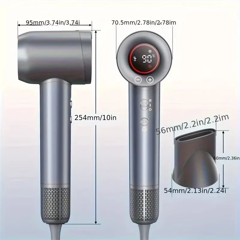 High-speed Hair Dryer 110000RPM, Low-noise Brushless Motor, 5-speed Control with Magnetic Diffuser and Nozzle, Suitable for Travel Salon, Ideal Gift for Women