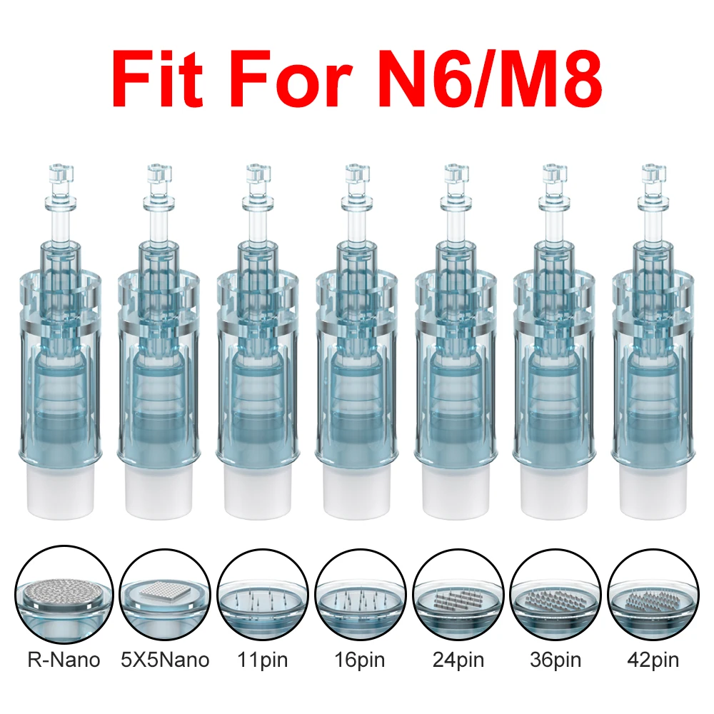 50/100pcs Derma Pen N6/M8 Bayonet Needle Cartridge 11/16/24/36/42/Nano Microneedling Pen Replacement Tips