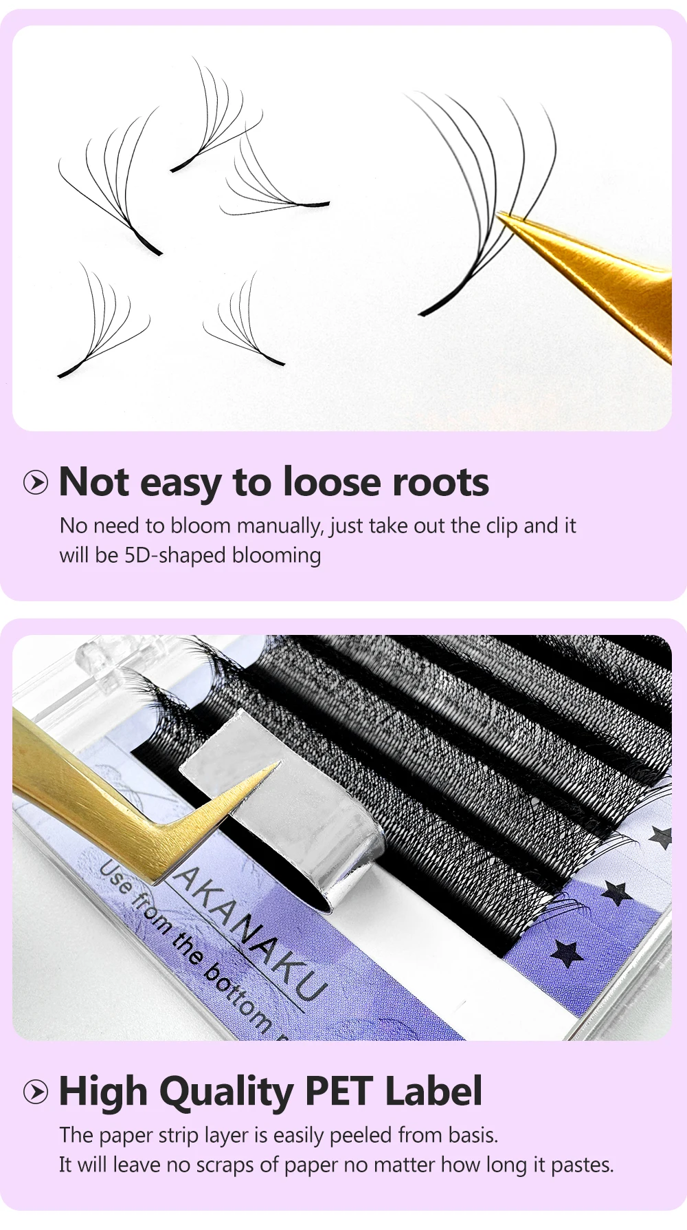 LAKANAKU Fio 5W Shaped Eyelashes Extension 6 Trays Volume Egipcio Soft Individual Premade Volume Fans Cilios Lashes