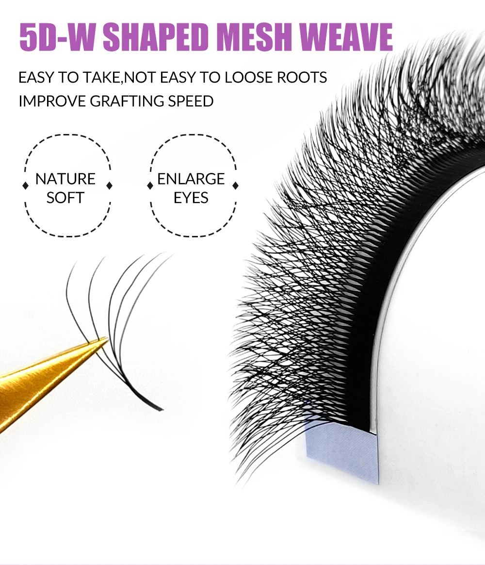 LAKANAKU Fio 5W Shaped Eyelashes Extension 6 Trays Volume Egipcio Soft Individual Premade Volume Fans Cilios Lashes