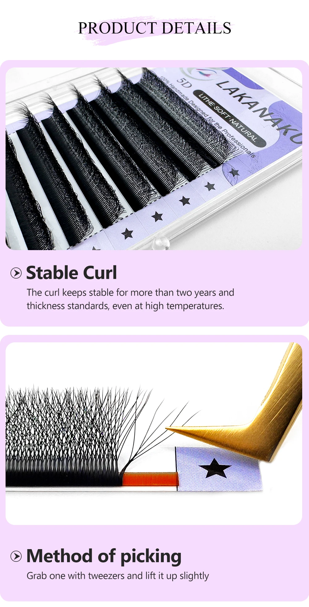 LAKANAKU Fio 5W Shaped Eyelashes Extension 6 Trays Volume Egipcio Soft Individual Premade Volume Fans Cilios Lashes