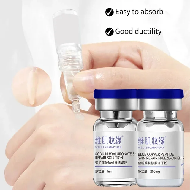 Blue Copper Peptide Lyophilized Powder GHK‑Cu Improve Skin Elasticity Repair & Hydration Essence