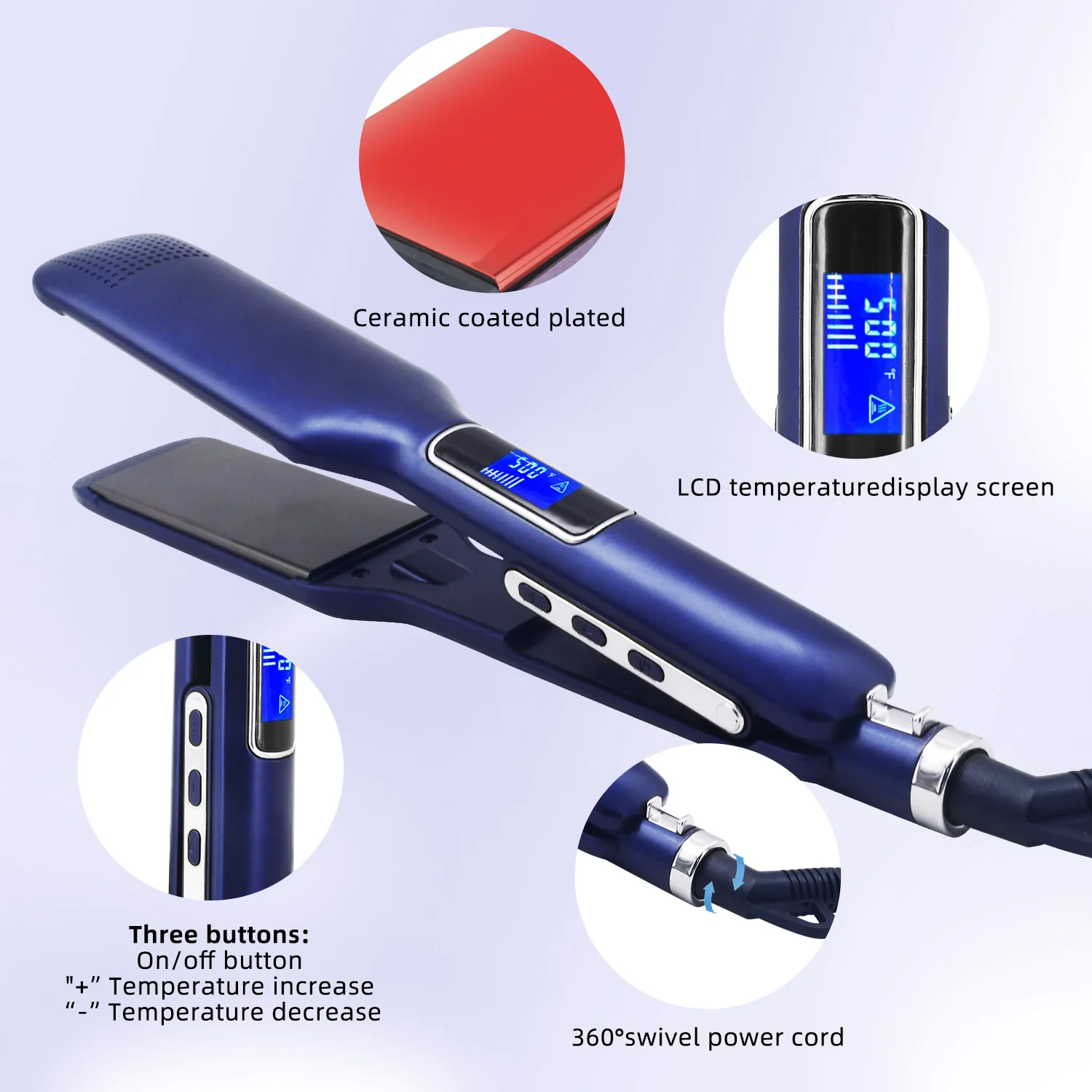2 In 1 Hair Straightener and Curler High Temperature 500℉ / 260°C Smooth Frizz Flat Iron Dual Voltage For Salon Travel