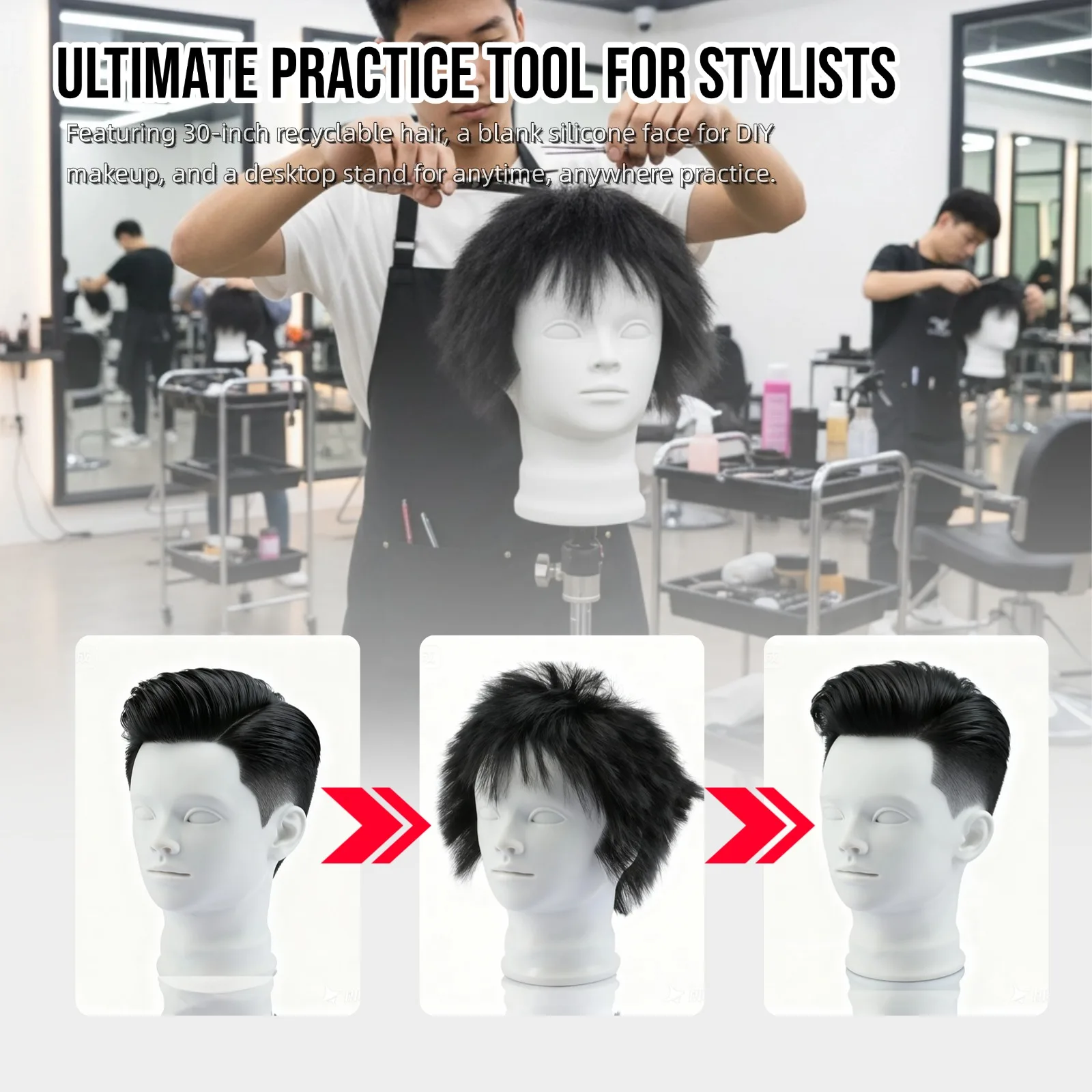 Real Human Hair Regrowth Mannequin Head With Stand Barber Haircut Practice Manikin Hairdresser Training Doll Head For Styling