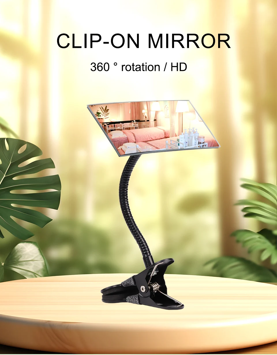 Flexible Clip-on Mirror for Salon Grafting Eyelash Extension 360°Rotatable Mirror Portable Desk Office Mirror Personal Safety