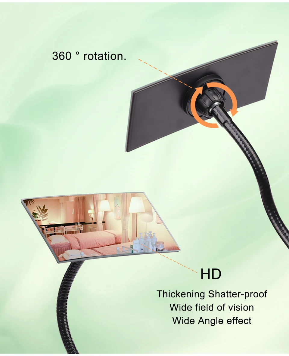 Flexible Clip-on Mirror for Salon Grafting Eyelash Extension 360°Rotatable Mirror Portable Desk Office Mirror Personal Safety