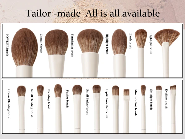 BEILI 15 Pcs Beige Premium Synthetic Makeup Brush Sets Foundation Concealer Eyeshadow Eyeliner Blush Blending Highlight Brush