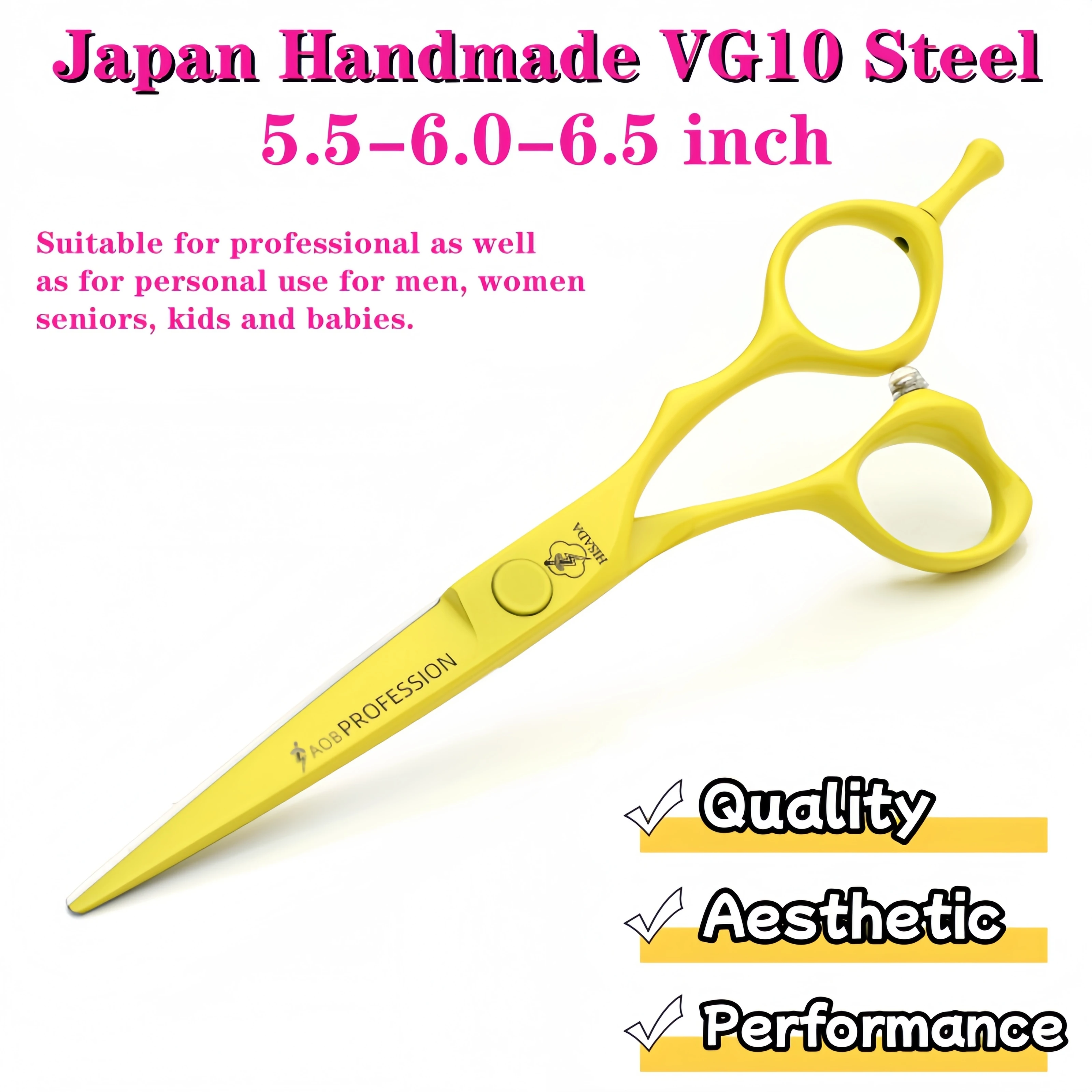 HISADA professional barber scissors 5.5/6.0/6.5 inch pink hairdressing scissors Hair cutting machine Barbershop accessories