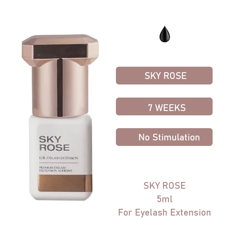 5 Bottles Sky Rose Glue Original Korea Flase Eyelashes Extension Supplies 5ml Beauty Shop Makeup Tools Adhesive Healthy