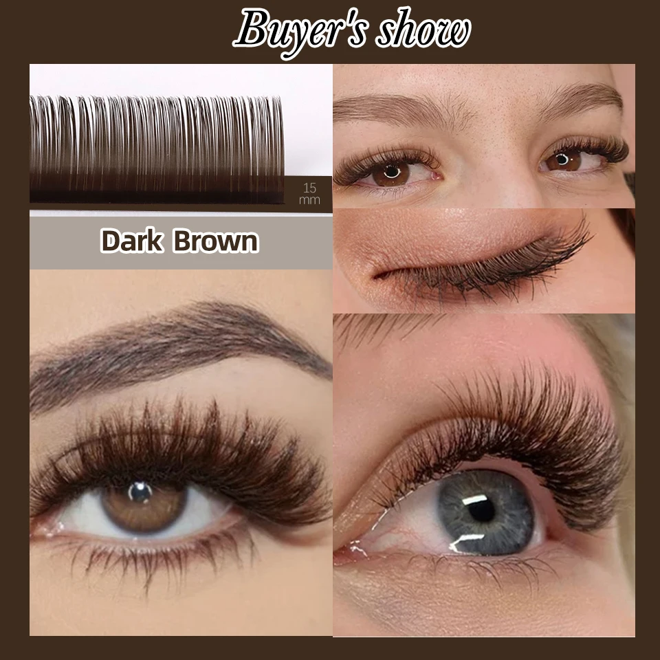 AGUUD 32Rows Brown Chocolate Color Premium Eyelashes Caramel Color Mink Individual Cashmere Volume Eyelash Extensions Collection