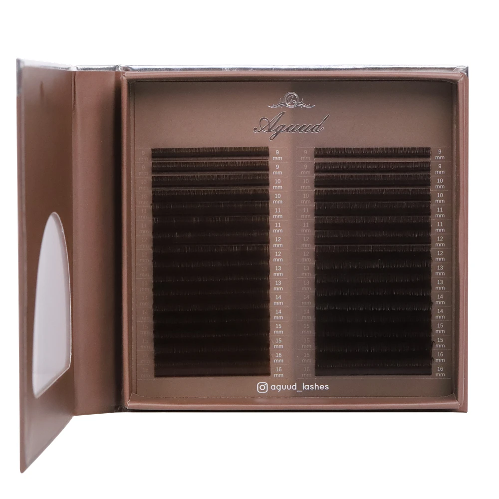 AGUUD 32Rows Brown Chocolate Color Premium Eyelashes Caramel Color Mink Individual Cashmere Volume Eyelash Extensions Collection