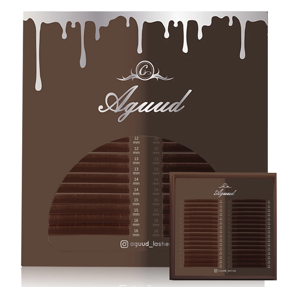 AGUUD 32Rows Brown Chocolate Color Premium Eyelashes Caramel Color Mink Individual Cashmere Volume Eyelash Extensions Collection