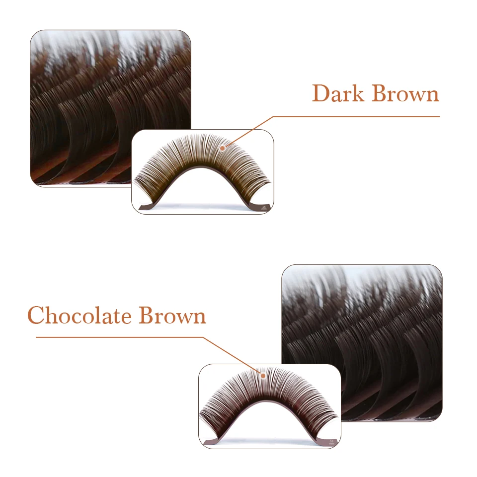AGUUD 32Rows Brown Chocolate Color Premium Eyelashes Caramel Color Mink Individual Cashmere Volume Eyelash Extensions Collection