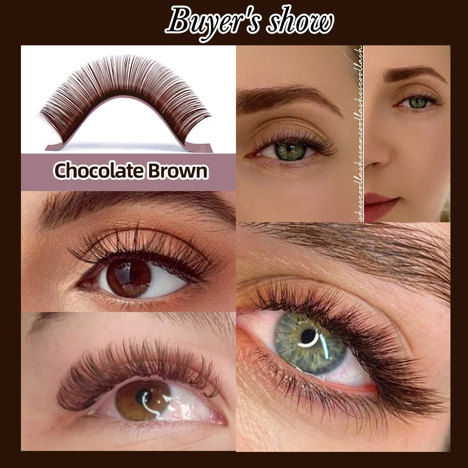 AGUUD 32Rows Brown Chocolate Color Premium Eyelashes Caramel Color Mink Individual Cashmere Volume Eyelash Extensions Collection