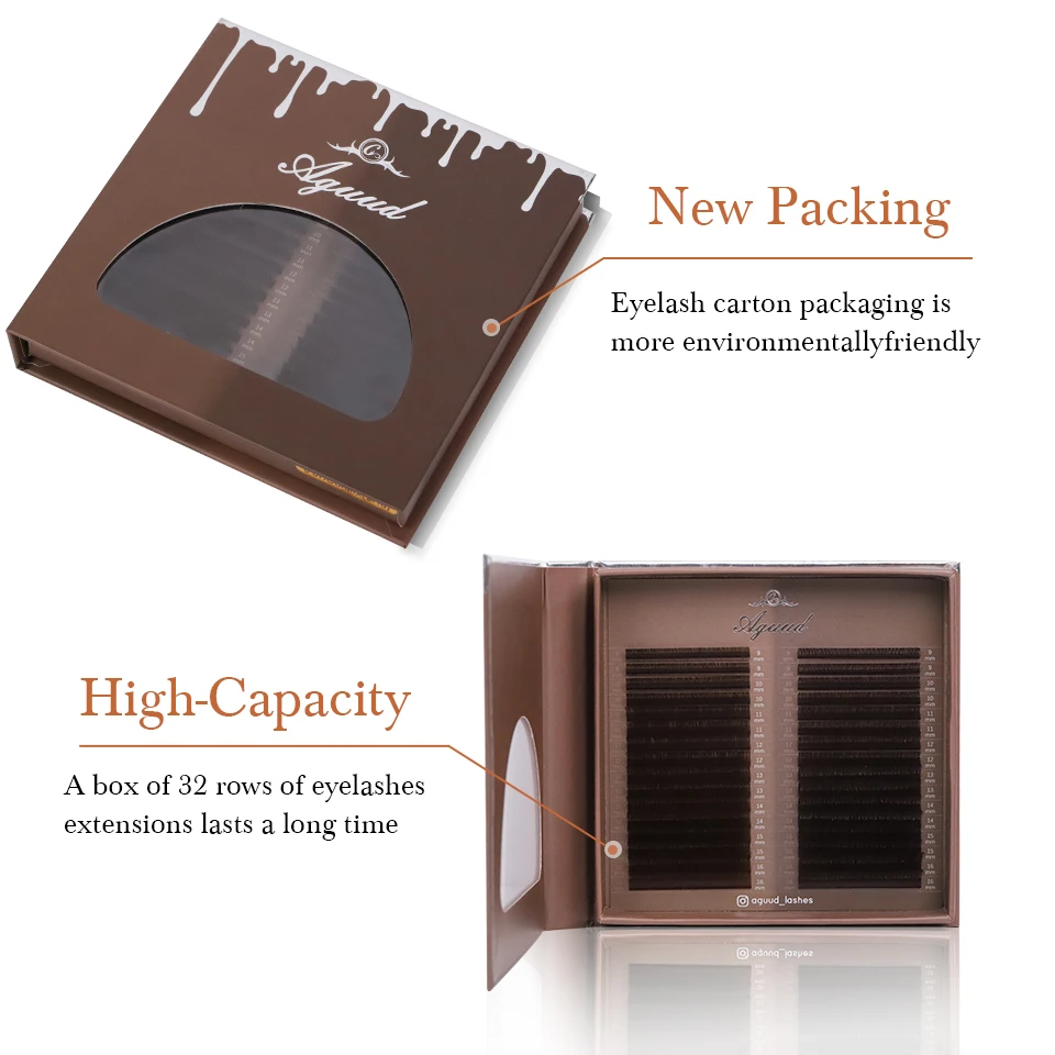AGUUD 32Rows Brown Chocolate Color Premium Eyelashes Caramel Color Mink Individual Cashmere Volume Eyelash Extensions Collection