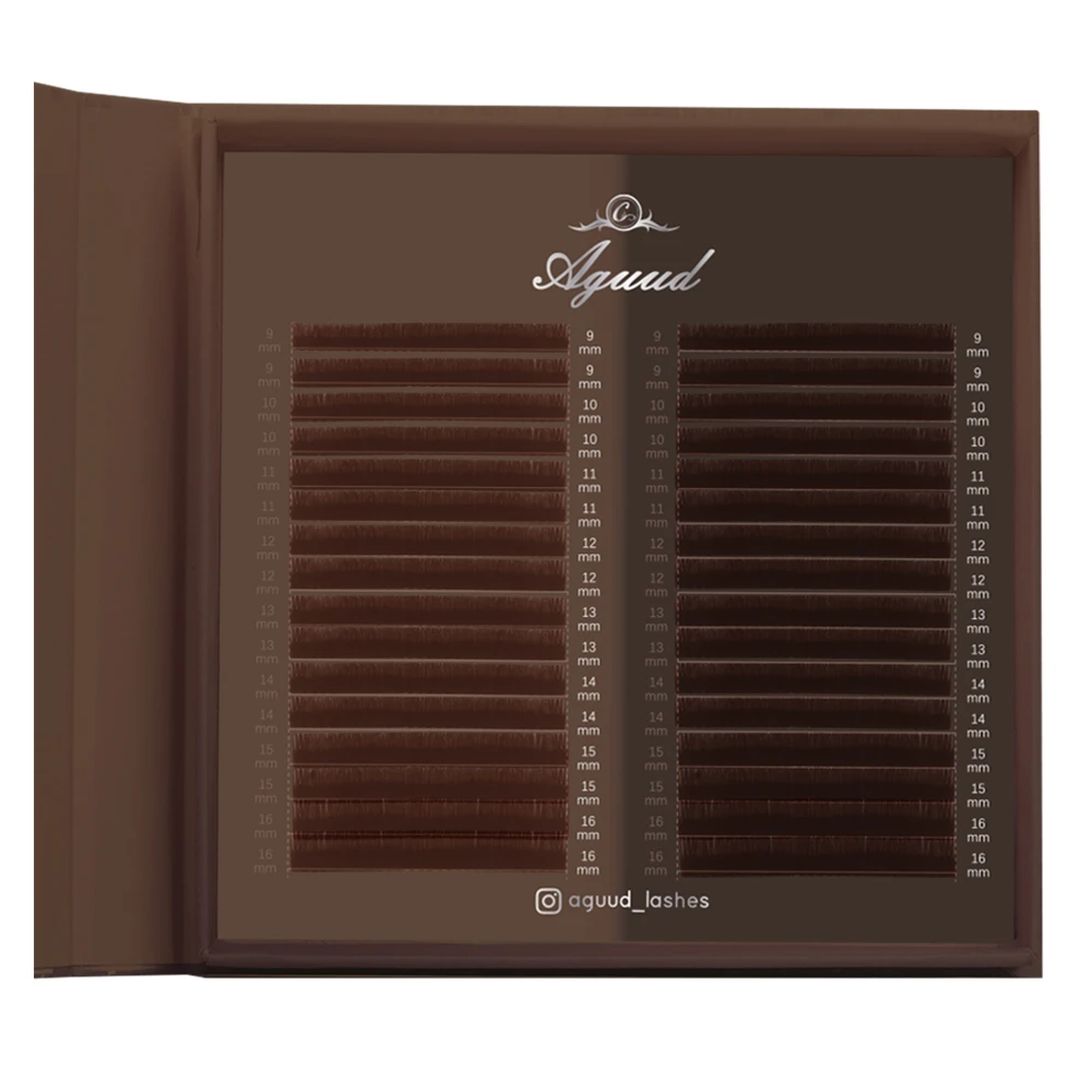 AGUUD 32Rows Brown Chocolate Color Premium Eyelashes Caramel Color Mink Individual Cashmere Volume Eyelash Extensions Collection