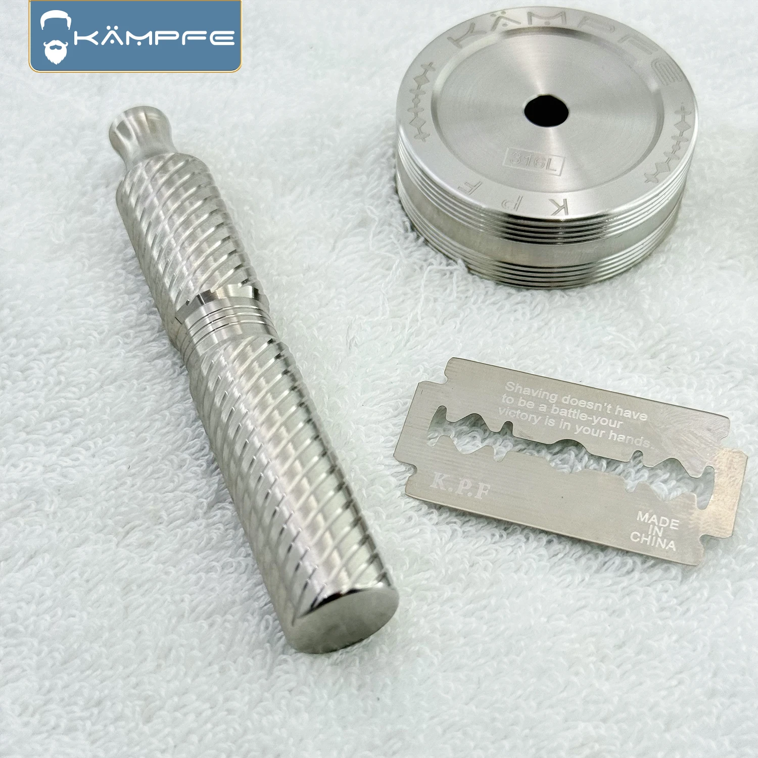 KAMPFE Polished Titanium Anti slip Razor Handle Men's CNC manual Safety Shaver Components