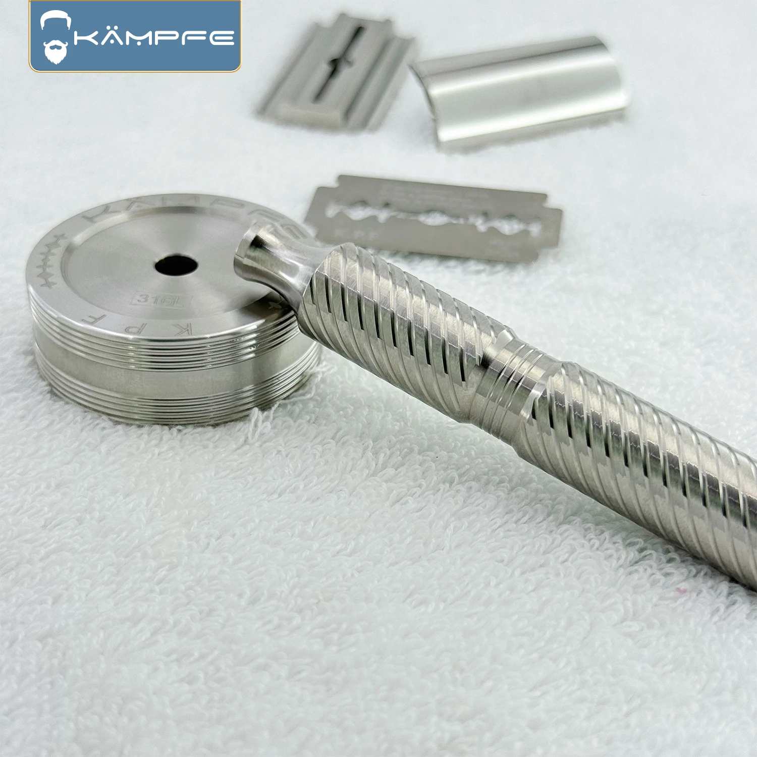 KAMPFE Polished Titanium Anti slip Razor Handle Men's CNC manual Safety Shaver Components