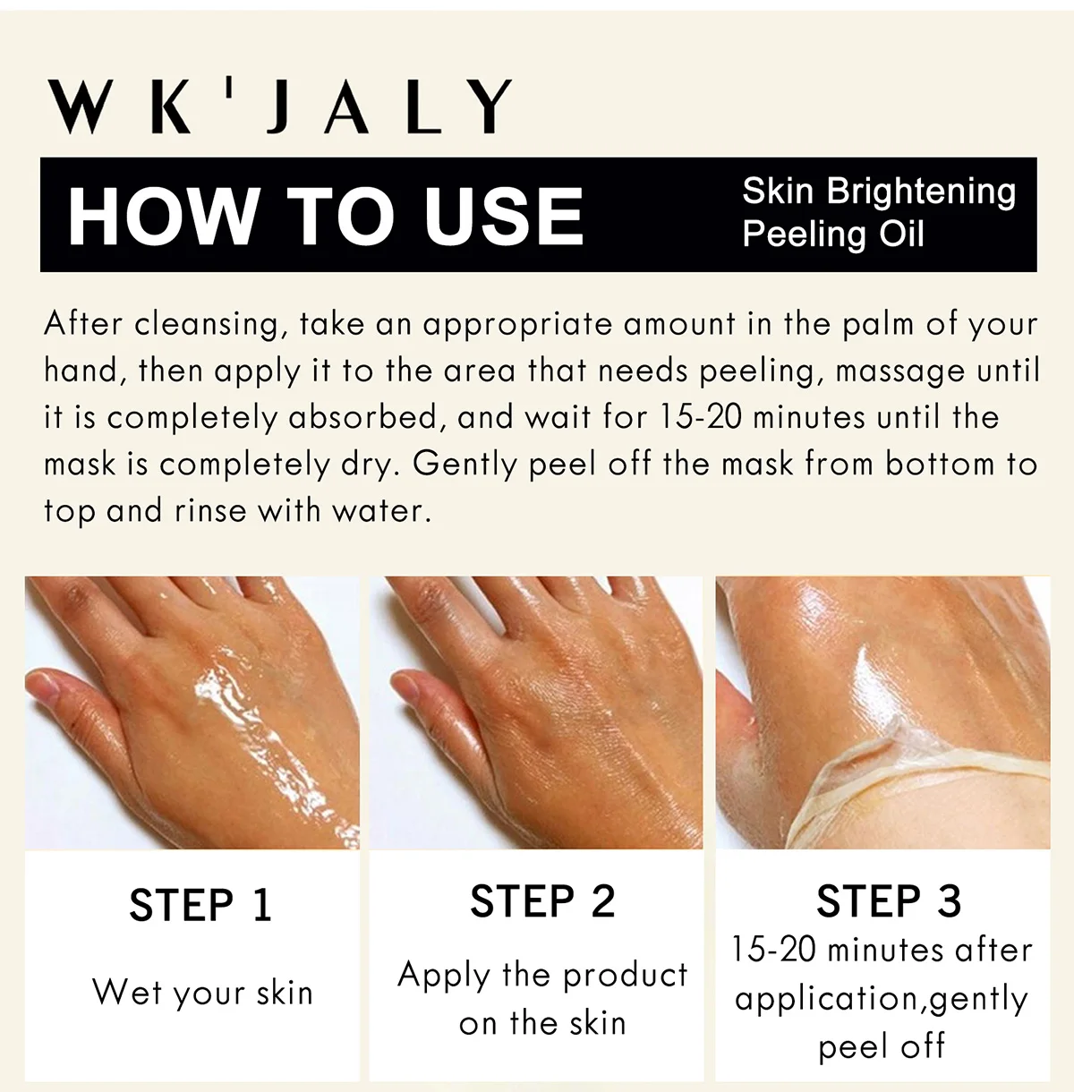 WK JALY Yellow Peeling Oil For All Skin Tone, With Natural Turmeric, Lightening, Improve Rough Skin, Clean, Smooth, 200ml