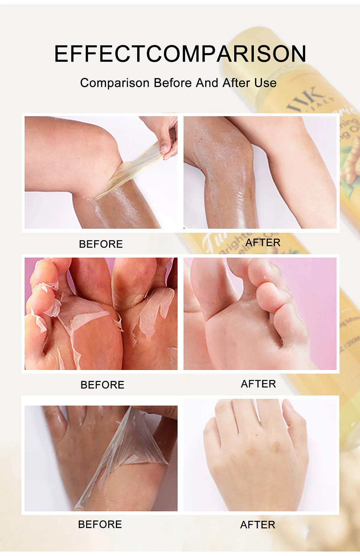 WK JALY Yellow Peeling Oil For All Skin Tone, With Natural Turmeric, Lightening, Improve Rough Skin, Clean, Smooth, 200ml