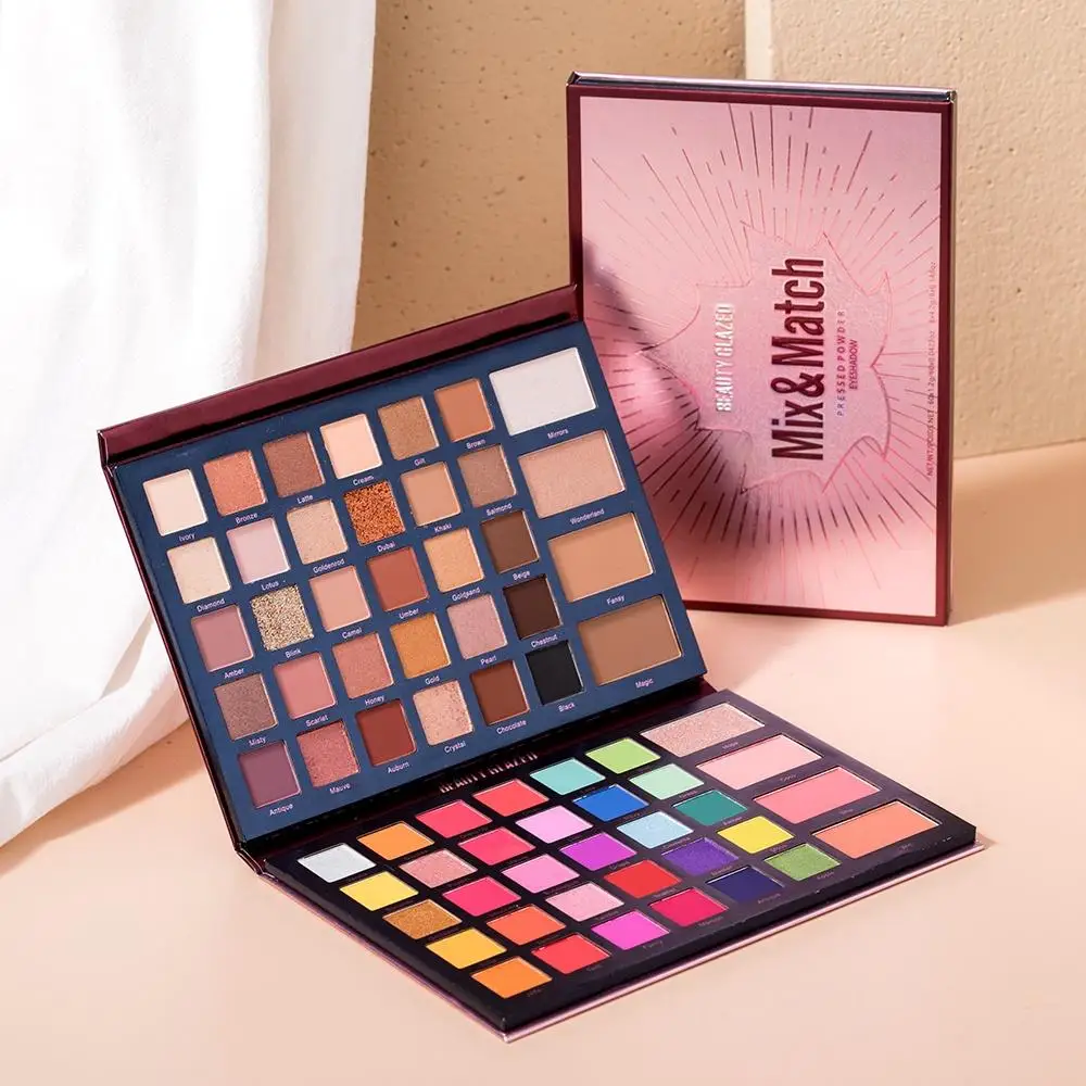 BEAUTY GLAZED 68 Colors Eye Shadow Palette Mix & Match Waterproof Shimmer Highlighter Blush Contour Eyeshadow Makeup Palette
