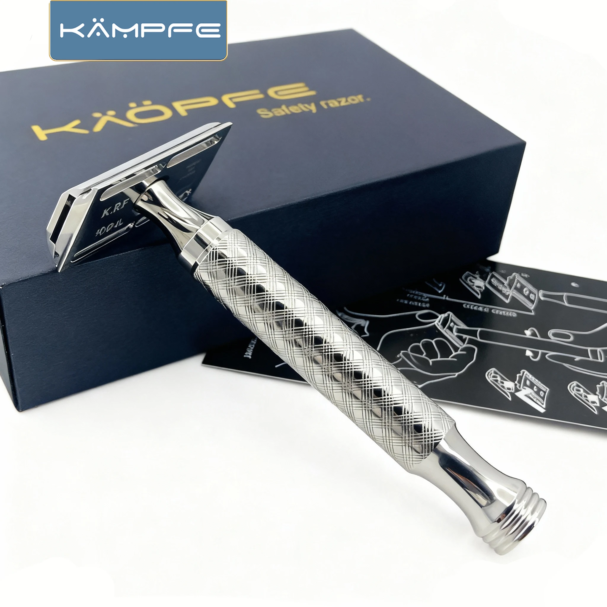 KAMPFE Manual Metal Safety Razor Double Edge Manual Shaver for Close Shave Traditional Safety Razor