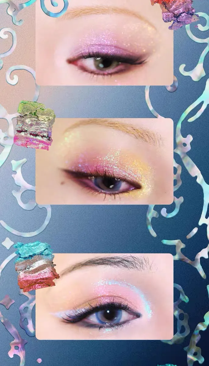 DRAMO Eyeshadow Palette Chameleon Glitter Metallic Shimmer Glitter Eye Shadow Gradient Colors Fine Flash Eye Makeup