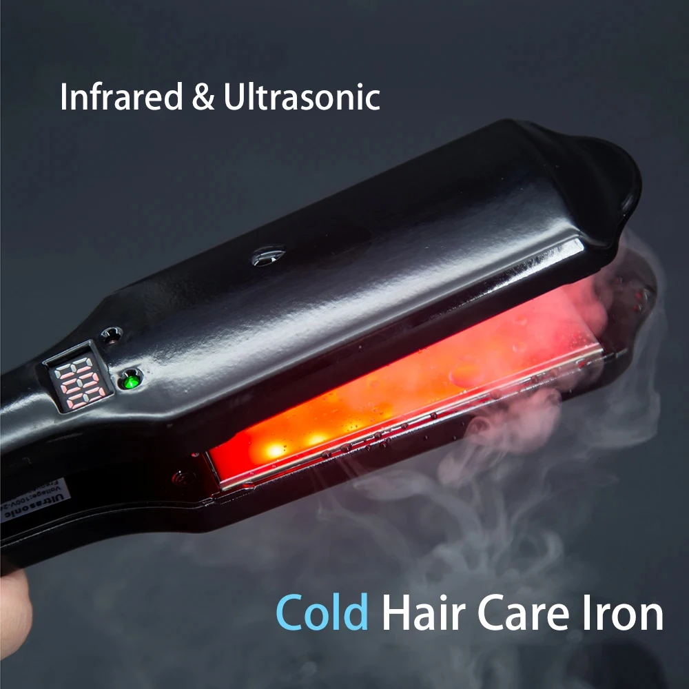 Infrared Ultrasonic Hair Care Iron Recover Damaged Hair Treatment LCD Display Cold Irons Dual Voltage Hair Styling Tool