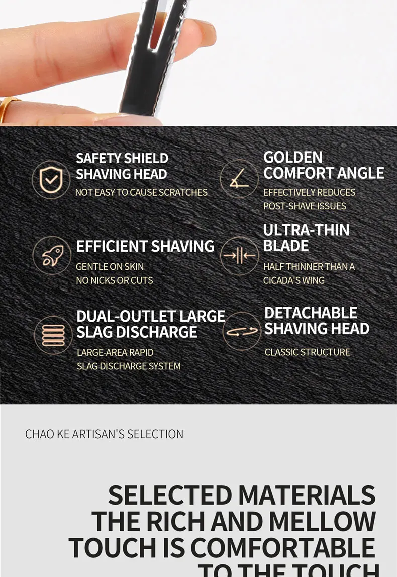 Chaoke 4-Blade Manual Razor, All-Metal Men's Shaving Razor, Vintage Beard Shaver