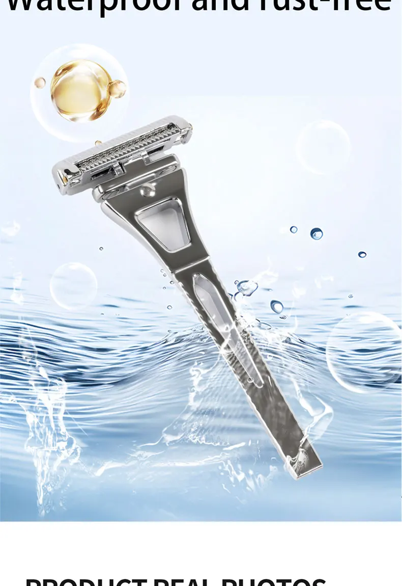 Chaoke 4-Blade Manual Razor, All-Metal Men's Shaving Razor, Vintage Beard Shaver
