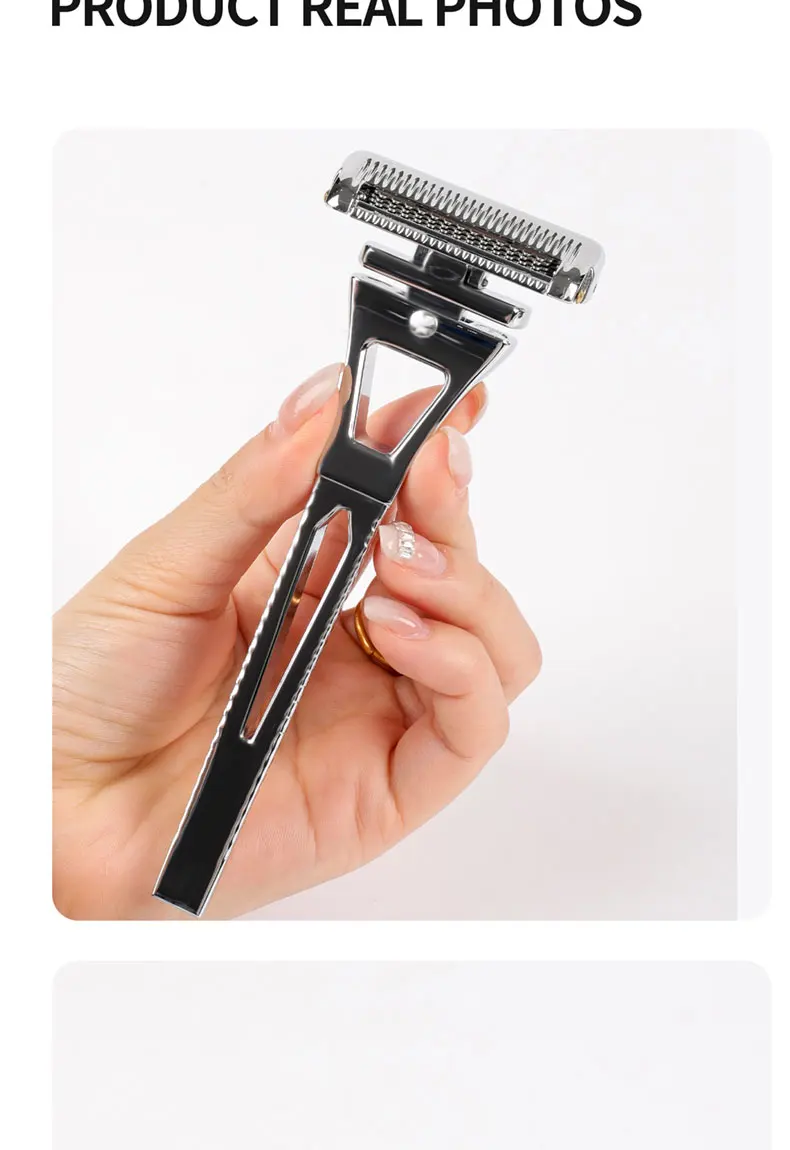 Chaoke 4-Blade Manual Razor, All-Metal Men's Shaving Razor, Vintage Beard Shaver