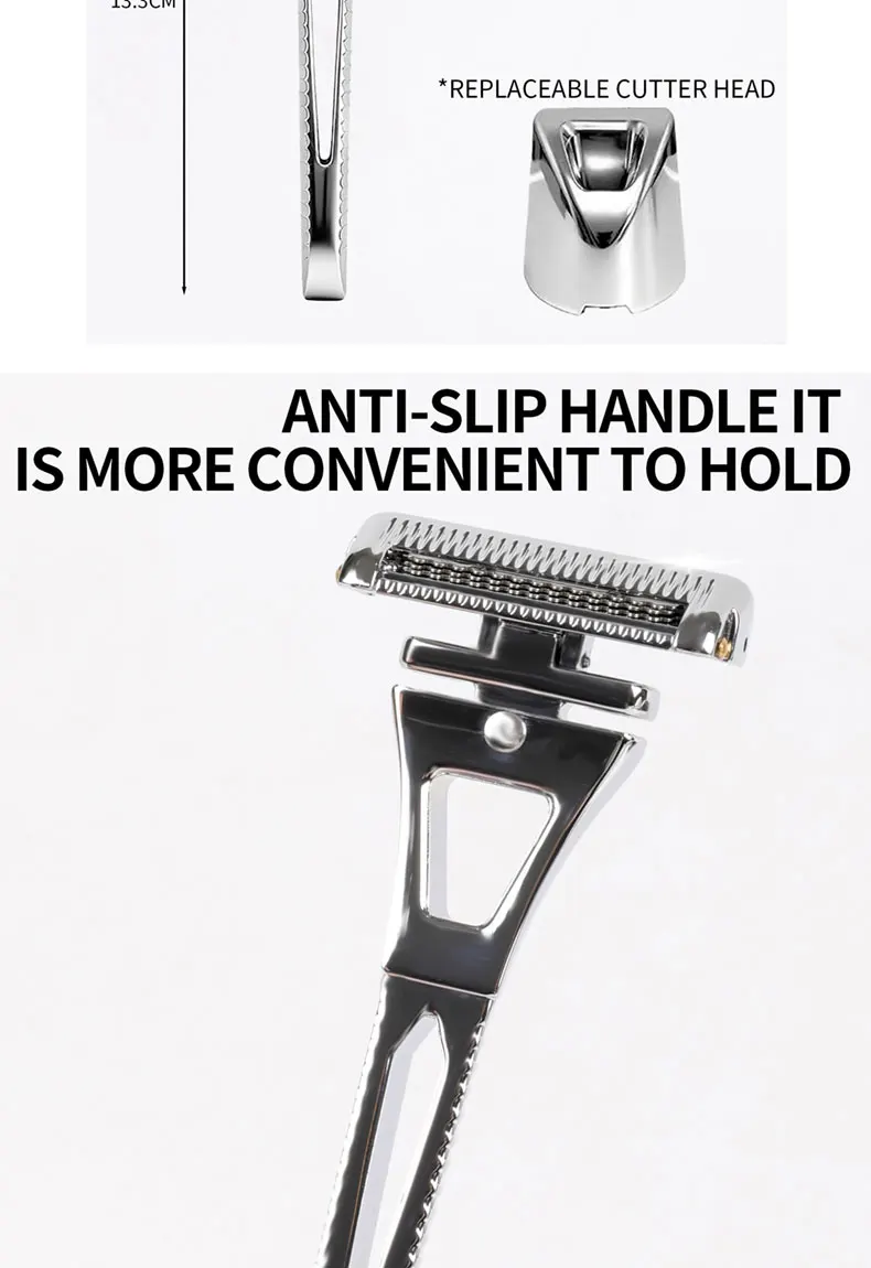 Chaoke 4-Blade Manual Razor, All-Metal Men's Shaving Razor, Vintage Beard Shaver