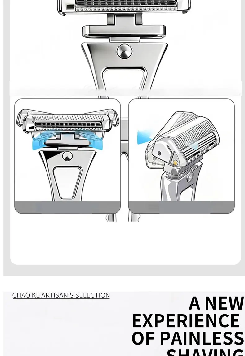 Chaoke 4-Blade Manual Razor, All-Metal Men's Shaving Razor, Vintage Beard Shaver