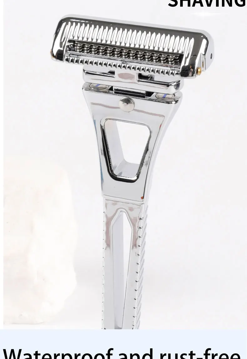 Chaoke 4-Blade Manual Razor, All-Metal Men's Shaving Razor, Vintage Beard Shaver