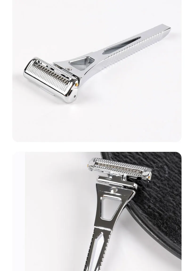 Chaoke 4-Blade Manual Razor, All-Metal Men's Shaving Razor, Vintage Beard Shaver