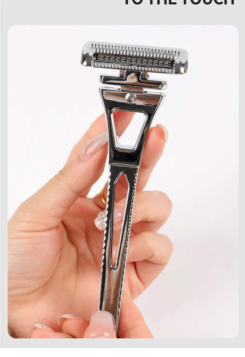 Chaoke 4-Blade Manual Razor, All-Metal Men's Shaving Razor, Vintage Beard Shaver