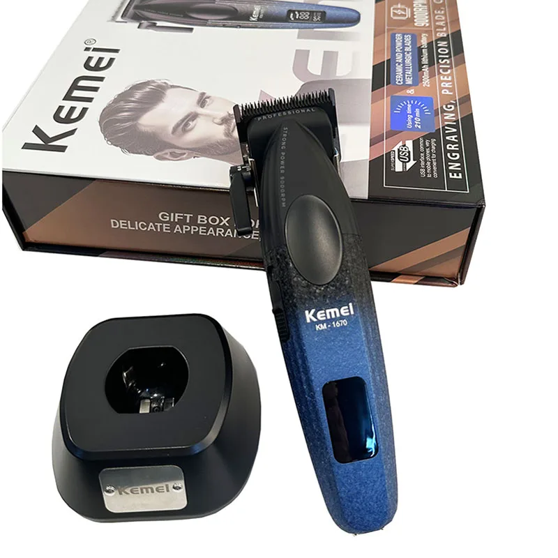 Kemei KM1670 Professional Hair Clipper Baber Electric Hair Trimmer Hair Cutting Machine With Charging Base For Men Men Gift