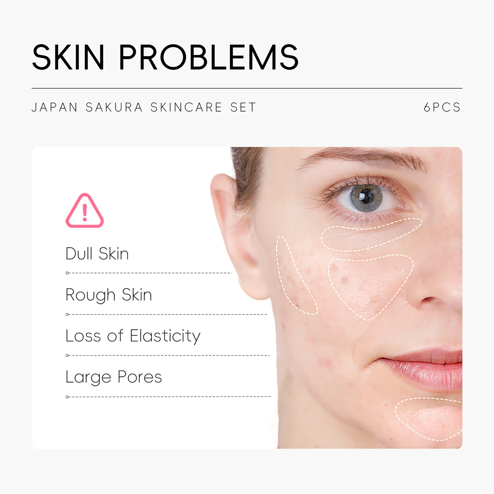 LAIKOU Japan Sakura Full Skincare Set Cleanser Toner Serum Cream Eye Cream Sunscreen Travel Kit Complete Facial Care