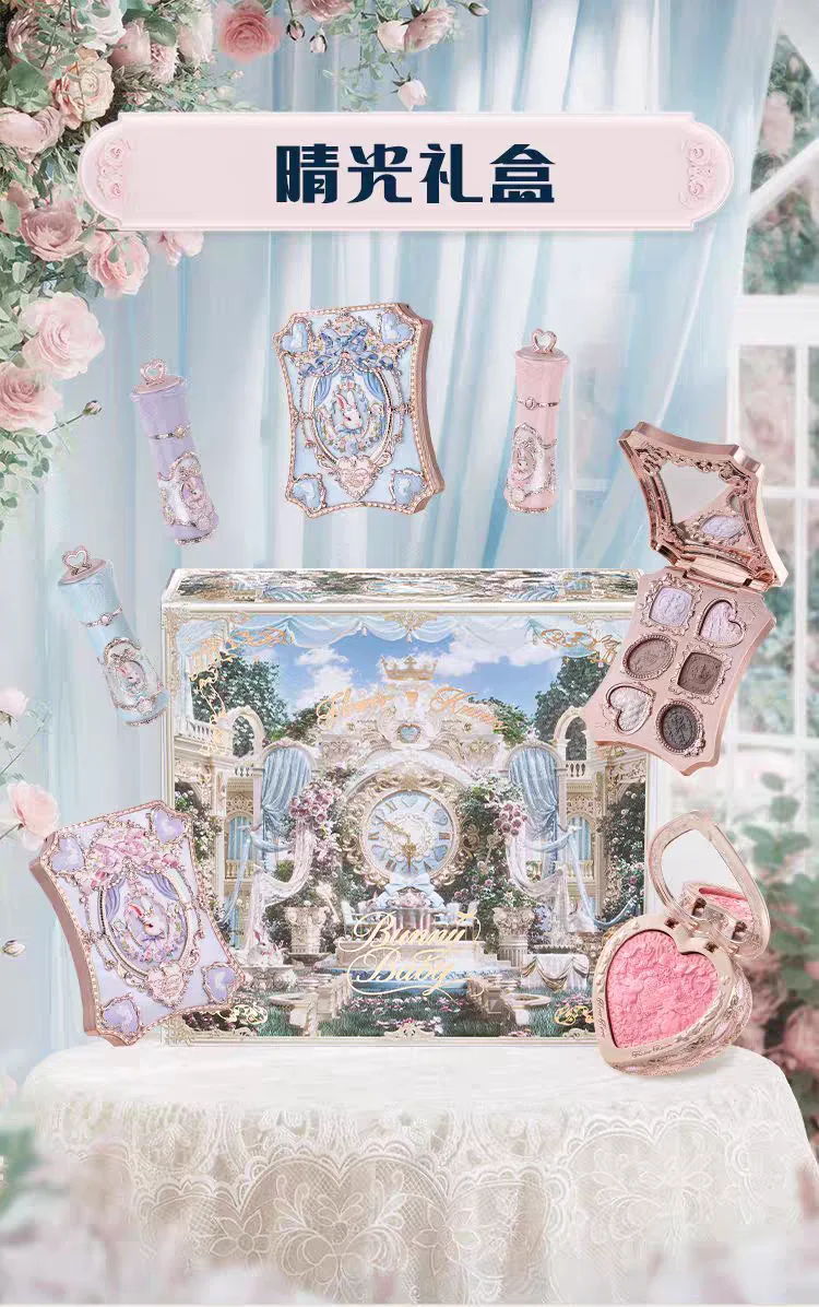 Flower Knows Bunny Garden Collection Lip Cream Blush Air Cushion CC Cream Liquid Foundation Eye Shadows Palette Makeup Set