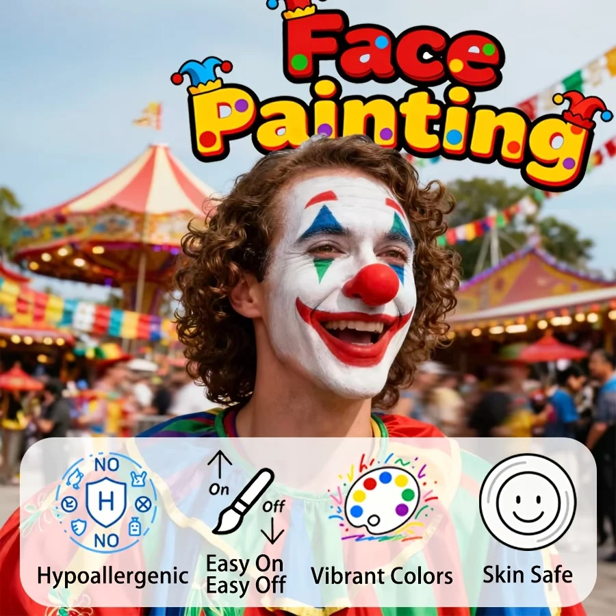 42 Colors Face Body Painting Set Water Soluble Glow Neon Face Paint Art Colorful Halloween Festival Party Body Paint Makeup Kit