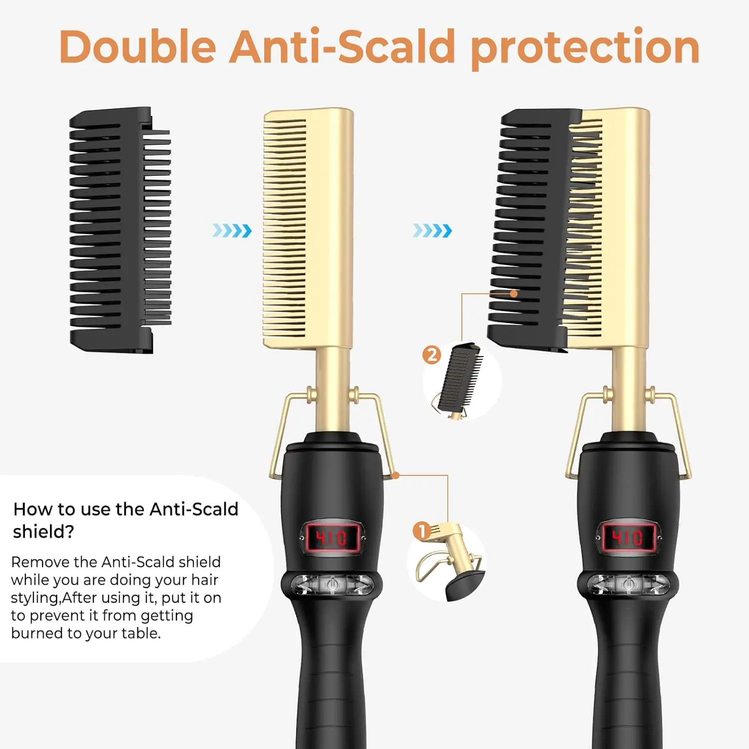 Dual Voltage Ceramic Pressing Comb - 450°F Fast Heating Straightening Comb 2-in-1 Hair Curler and Straightener Hot Comb