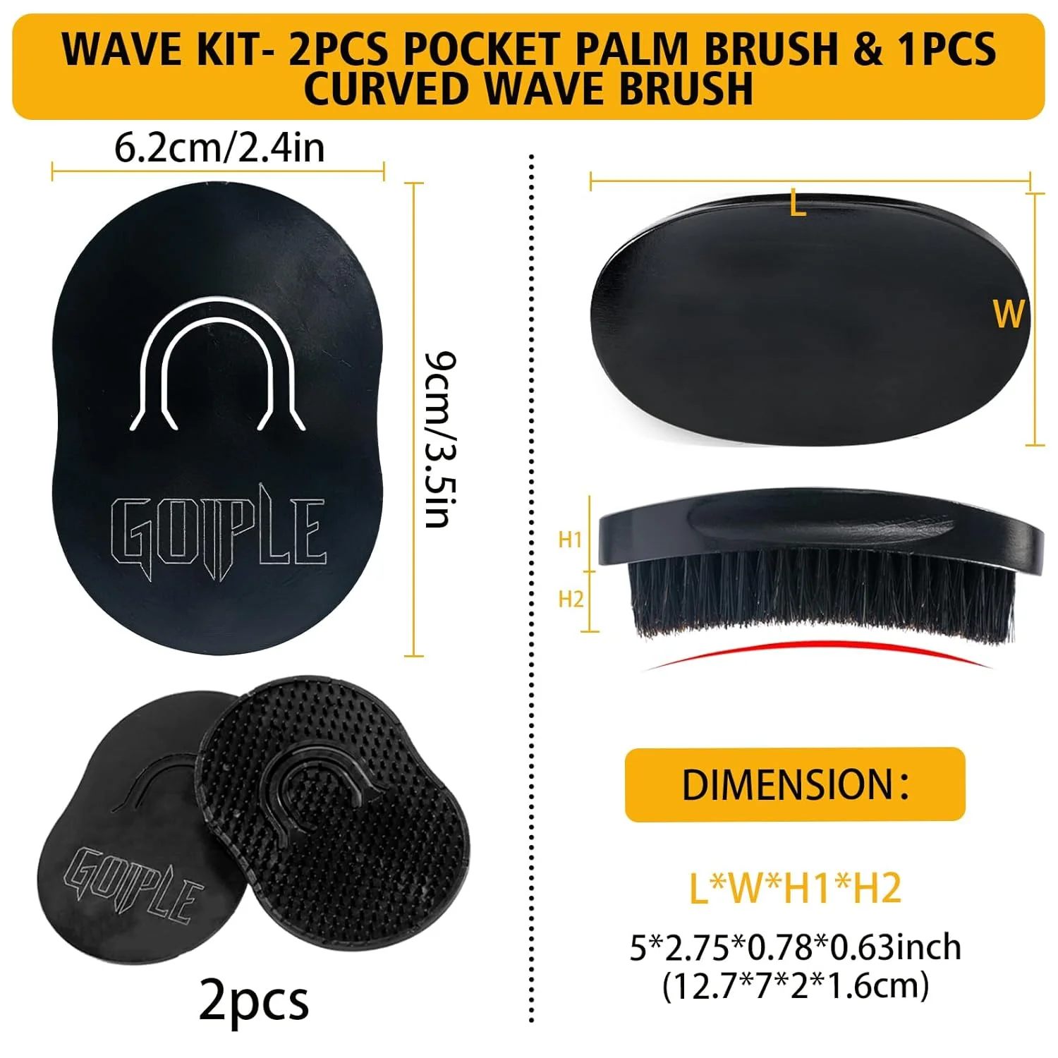 GOIPLE Wave Kit for Men with Wave Control Pomade, Wave Butter and Curved Wave Brush, Complete 360 Wave Styling Set
