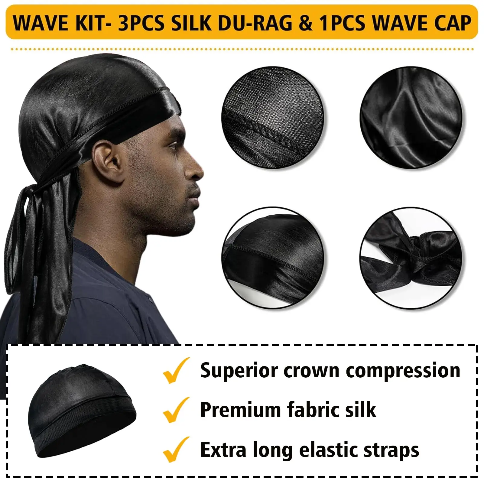 GOIPLE Wave Kit for Men with Wave Control Pomade, Wave Butter and Curved Wave Brush, Complete 360 Wave Styling Set