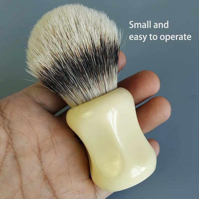 Dscosmetic Soft Silvertip Natural Hair Shaving Brush with Black Resin Handle
