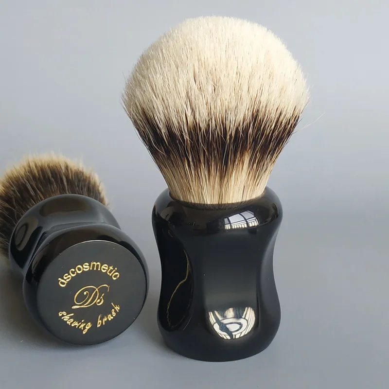 Dscosmetic Soft Silvertip Natural Hair Shaving Brush with Black Resin Handle