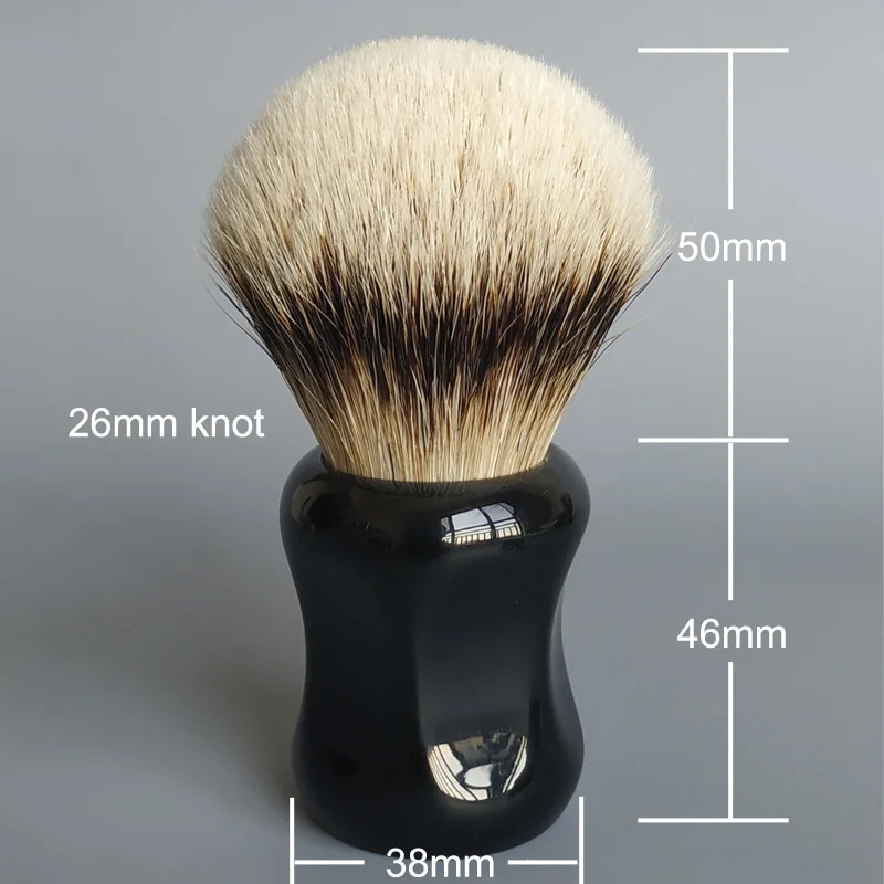 Dscosmetic Soft Silvertip Natural Hair Shaving Brush with Black Resin Handle