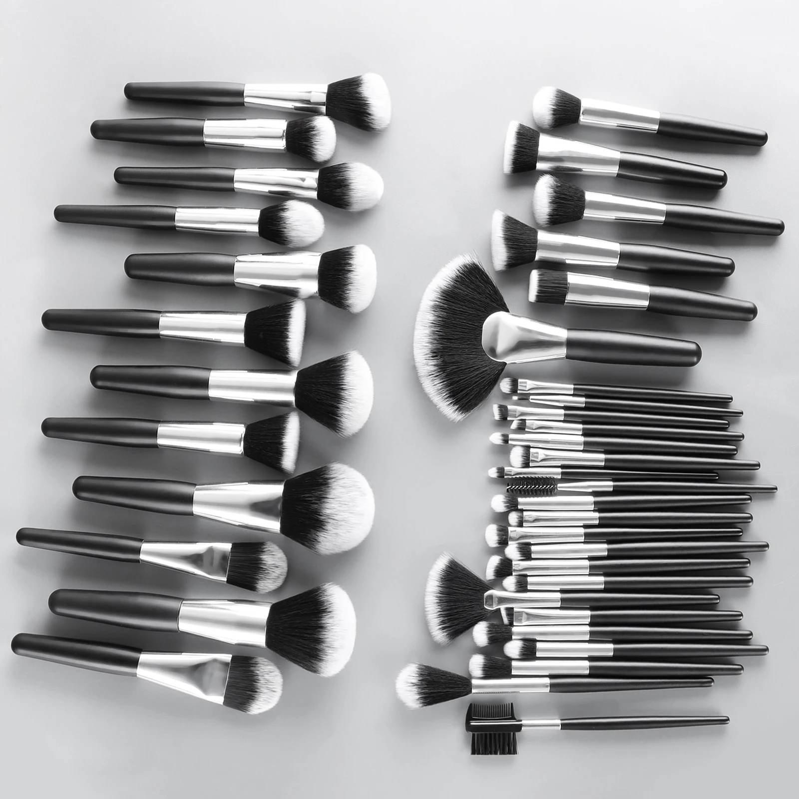 Professional 40Pcs Short Handle Makeup Brush Kit With Bag, Complete Highlight Concealer Brow Tools For Daily Touch Up & Travel