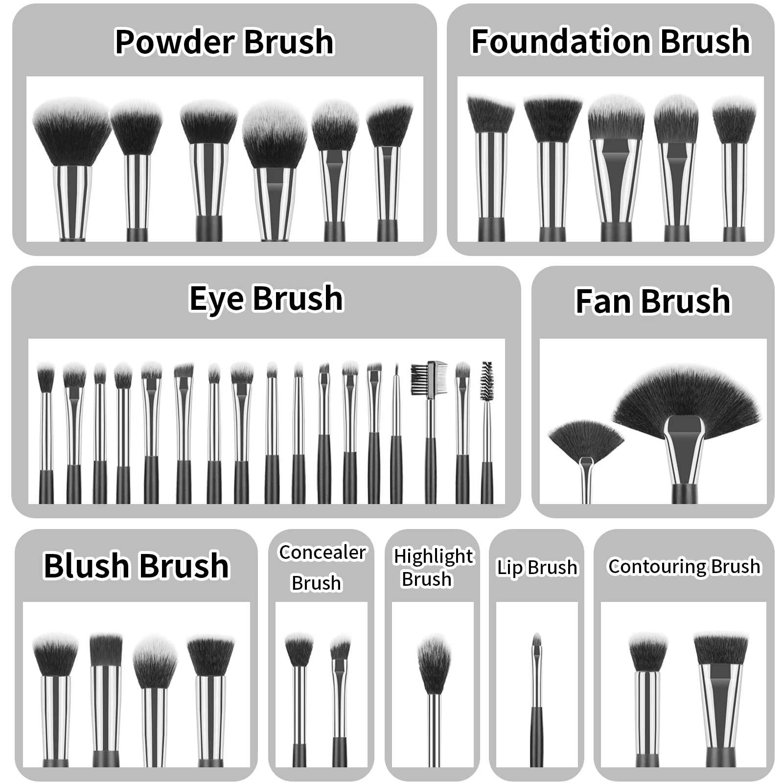 Professional 40Pcs Short Handle Makeup Brush Kit With Bag, Complete Highlight Concealer Brow Tools For Daily Touch Up & Travel